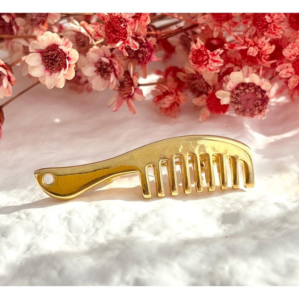 Gold Toned Hair Comb Teeny Tiny Vintage Brooch Pin